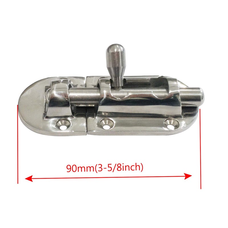 keehui Marine 316 Stainless Steel Heavy Duty 3-5/8 Inch Locker Latch Slide Barrel Bolt for Marine Boat Window/Door/Hatch/Cabinet - Image 3